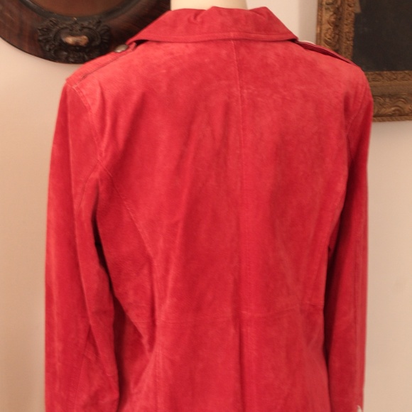 NWT Guillaume Red Suede Jacket with Hammered Metal Buttons - Picture 3 of 6